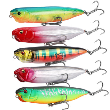 Close-up of lures showing coatings and steel ball internal rattle