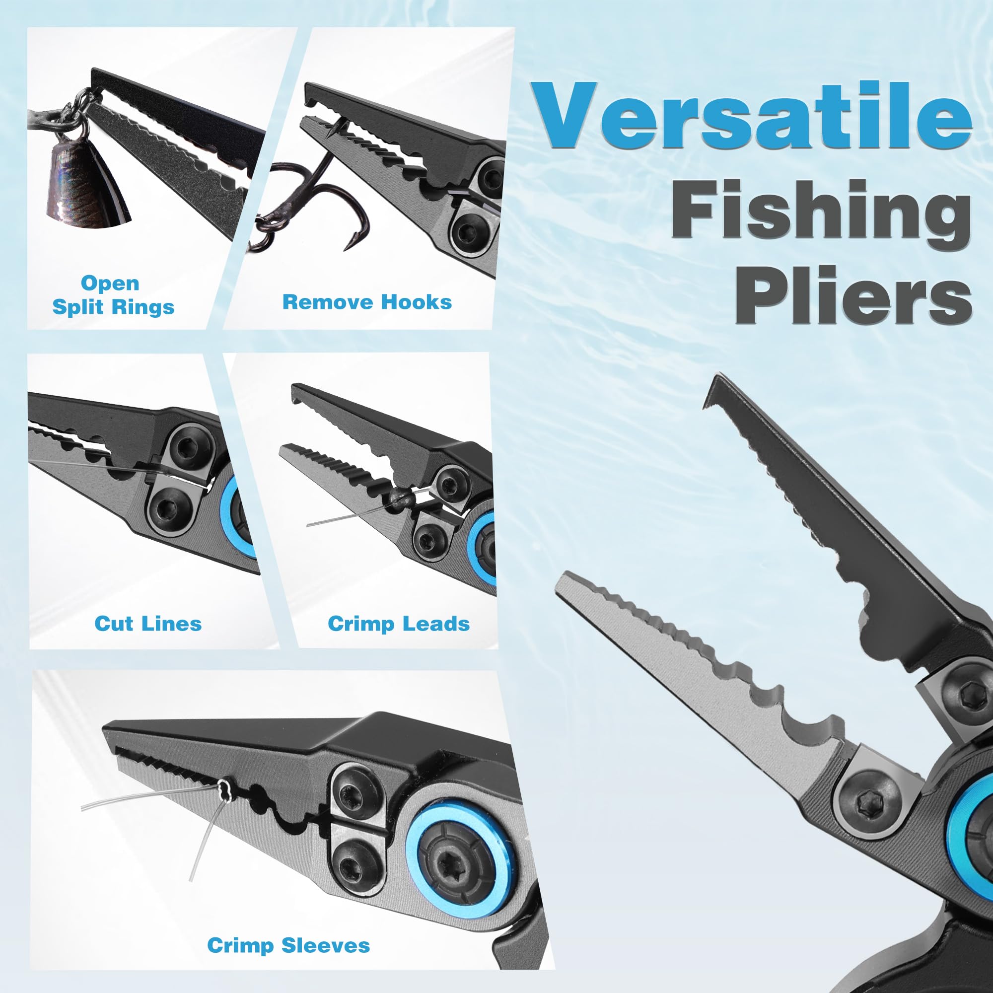 FLISSA mini fishing pliers retractor extended for quick access on water.