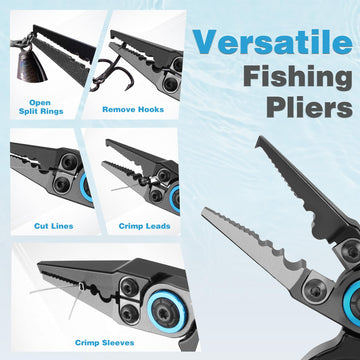 FLISSA mini fishing pliers retractor extended for quick access on water.