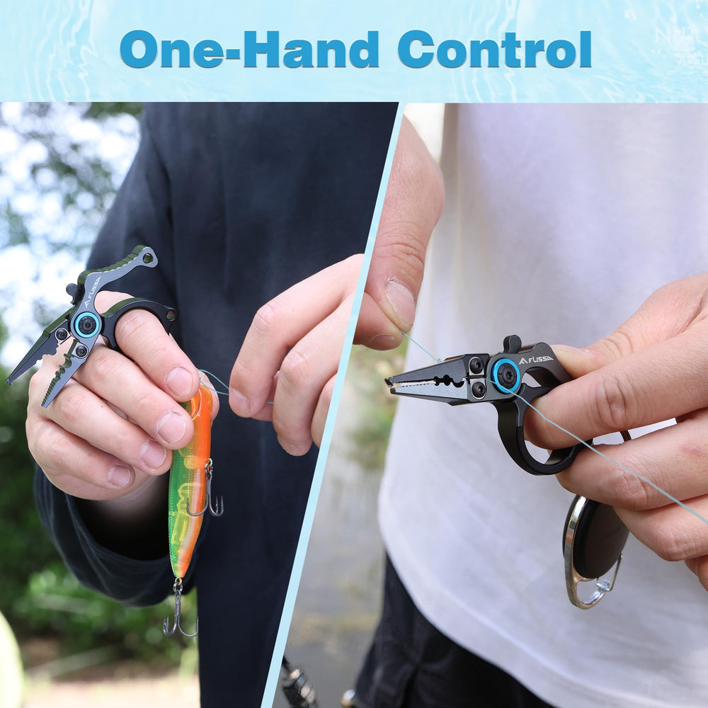 FLISSA pliers opening a split ring for fast gear swaps.