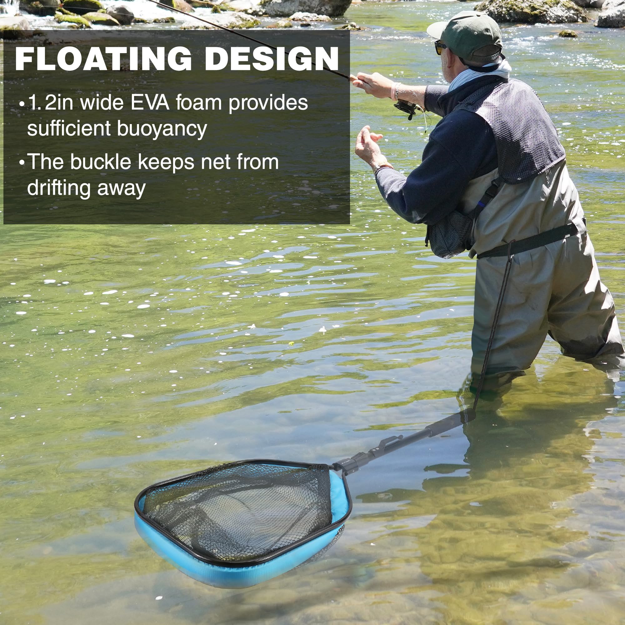 Landing net suitable for salmon, bass, trout and catfish