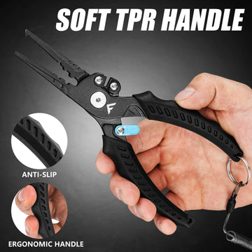 Soft TPR handle grip on FLISSA fishing pliers