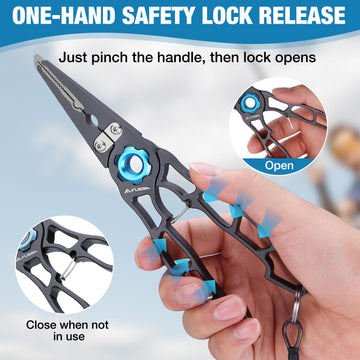 Built-in safety lock for one-hand operation