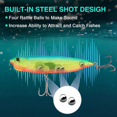 Topwater salmon lure with treble hooks