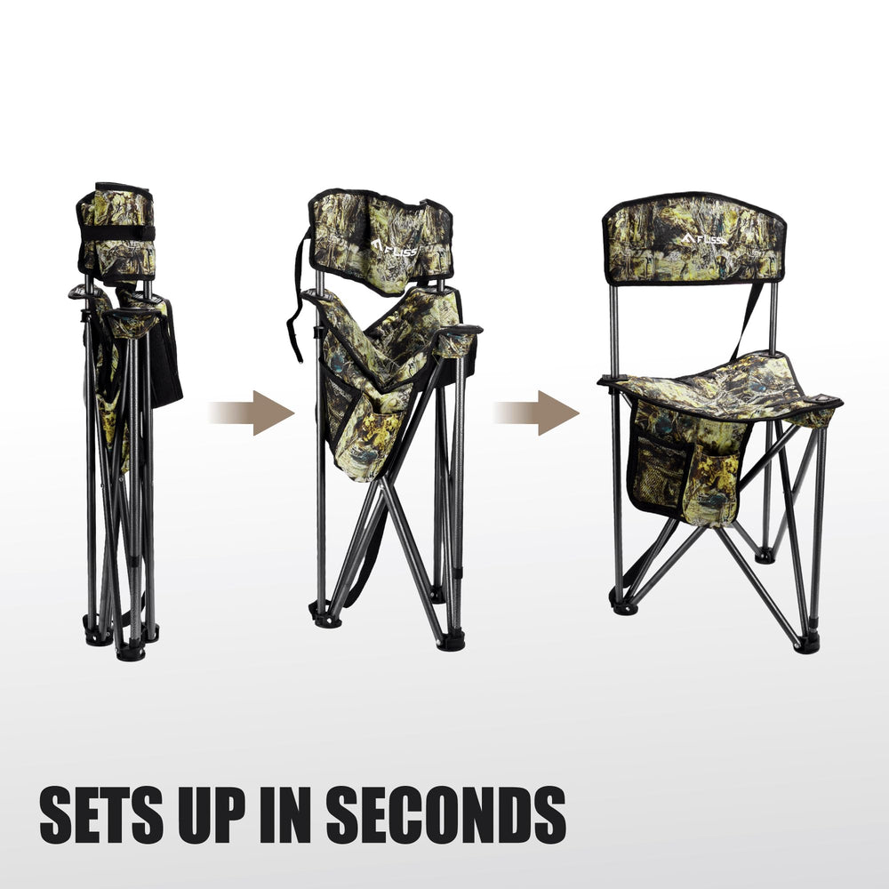 FLISSA tripod chair for fishing trips and camping in rugged conditions