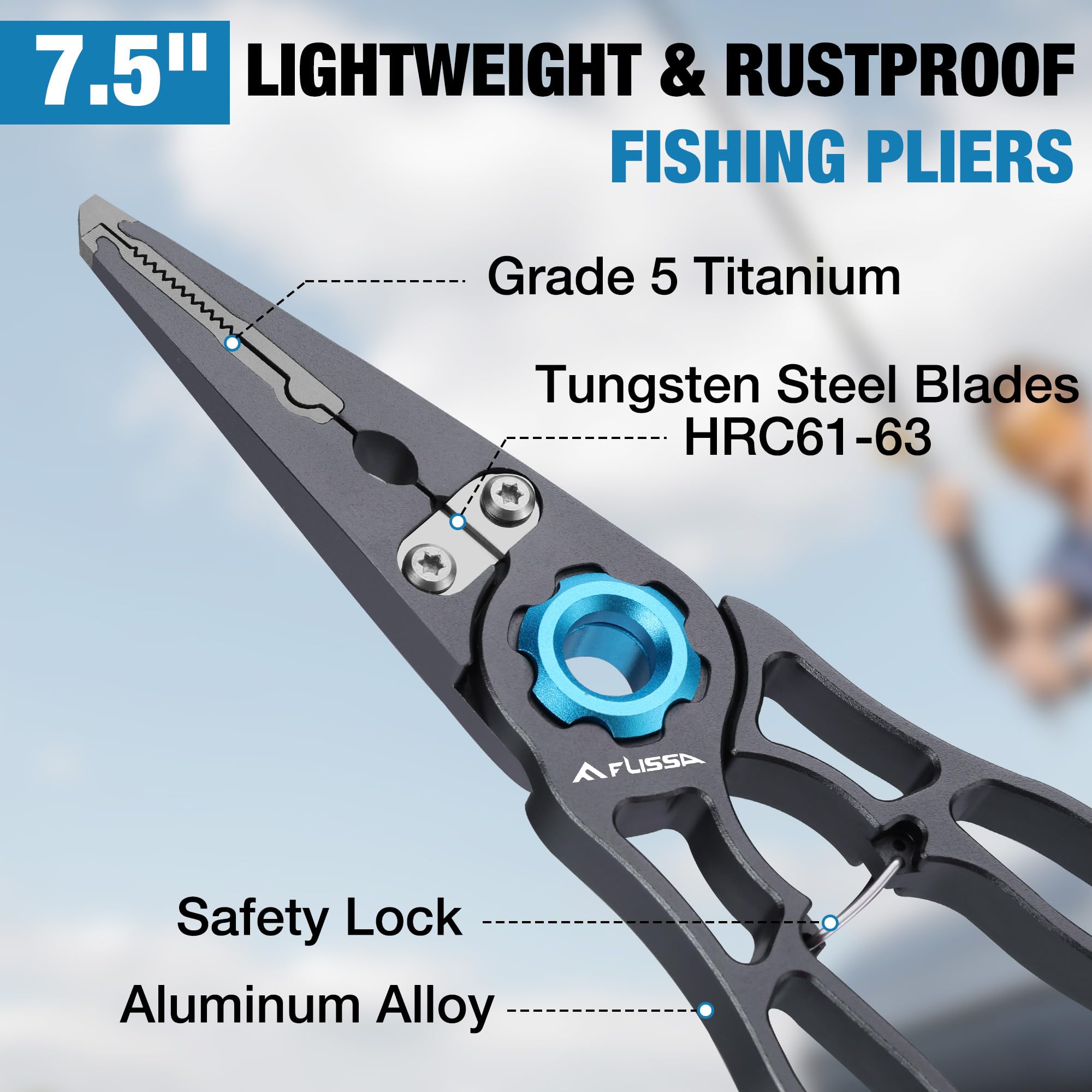 Tungsten carbide line cutters on FLISSA pliers