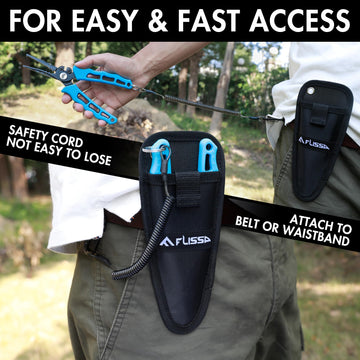 Included sheath with belt clip and lanyard