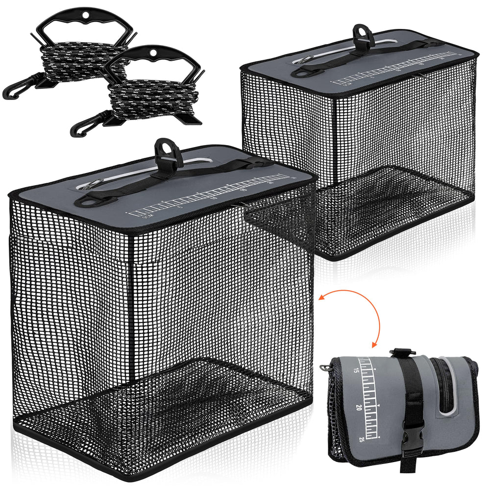 Two-size floating fishing basket components: large and small