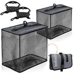 Two-size floating fishing basket components: large and small