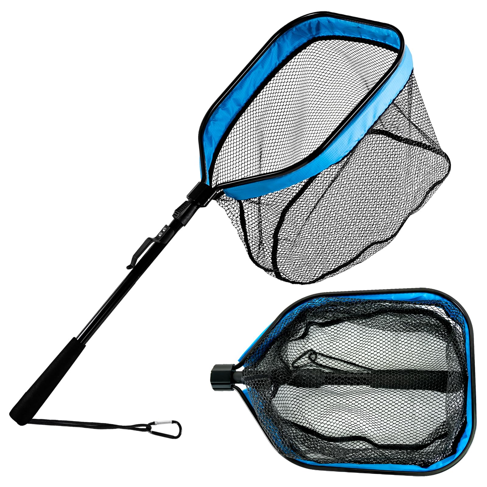 Floating fishing net with fixed handle for kayak and boat