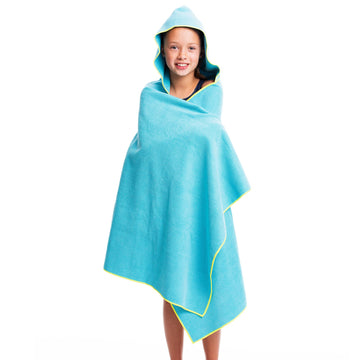 Flow Swim Gear hooded towel blue front view for fabric texture