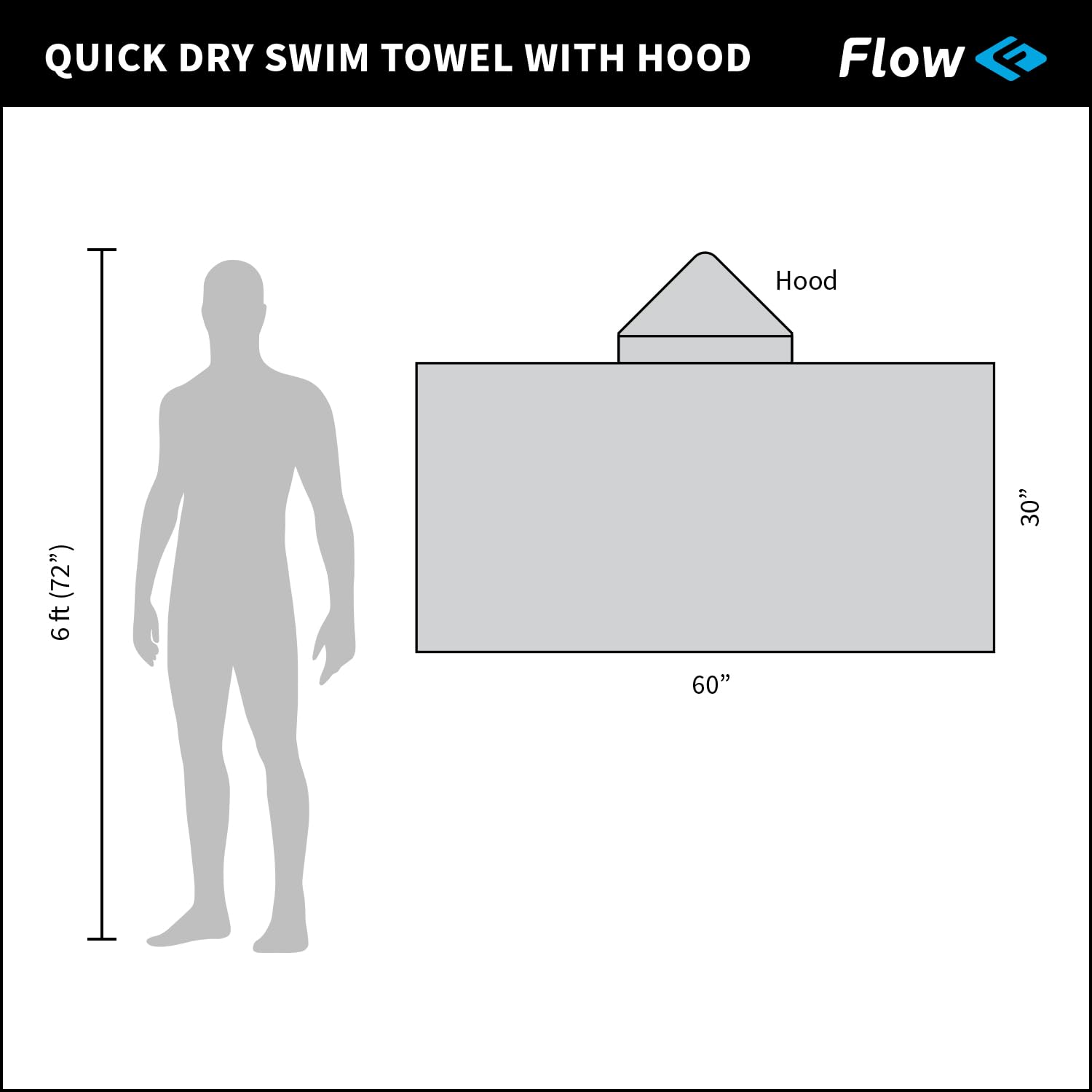 Flow Swim Gear quick-dry towel hood blue open for easy post-swim drying