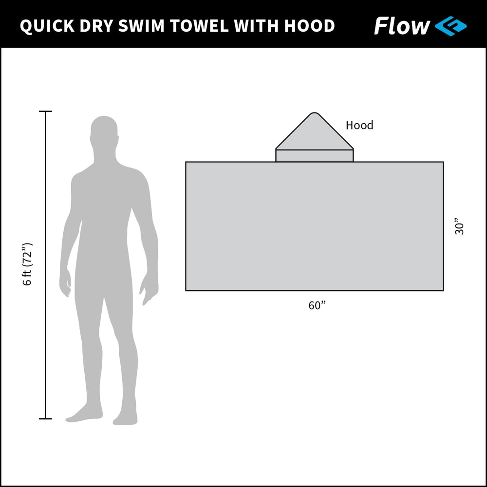 Flow Swim Gear quick-dry towel hood blue open for easy post-swim drying