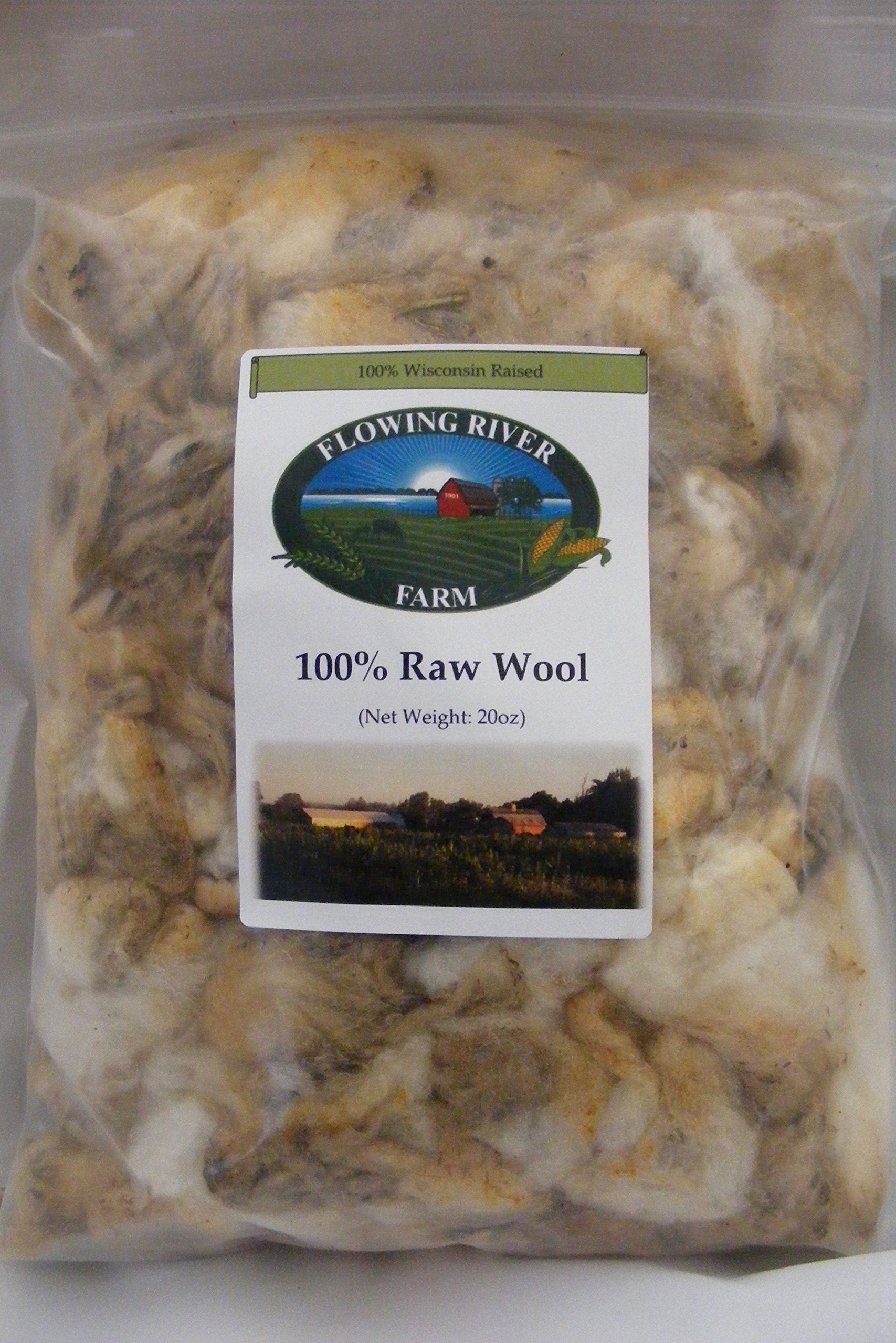 Flowing River Farm Raw Sheep Wool 20oz pictured as a natural scent carrier for dirt holes.