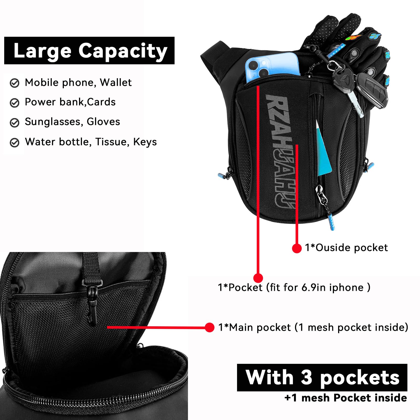 FLRUXI leg bag adjustable straps fit a range of body sizes comfortably.