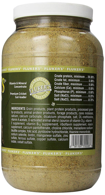 Fluker's High Calcium Cricket Feed crickets image shows crickets consuming the mix for balanced nutrition.