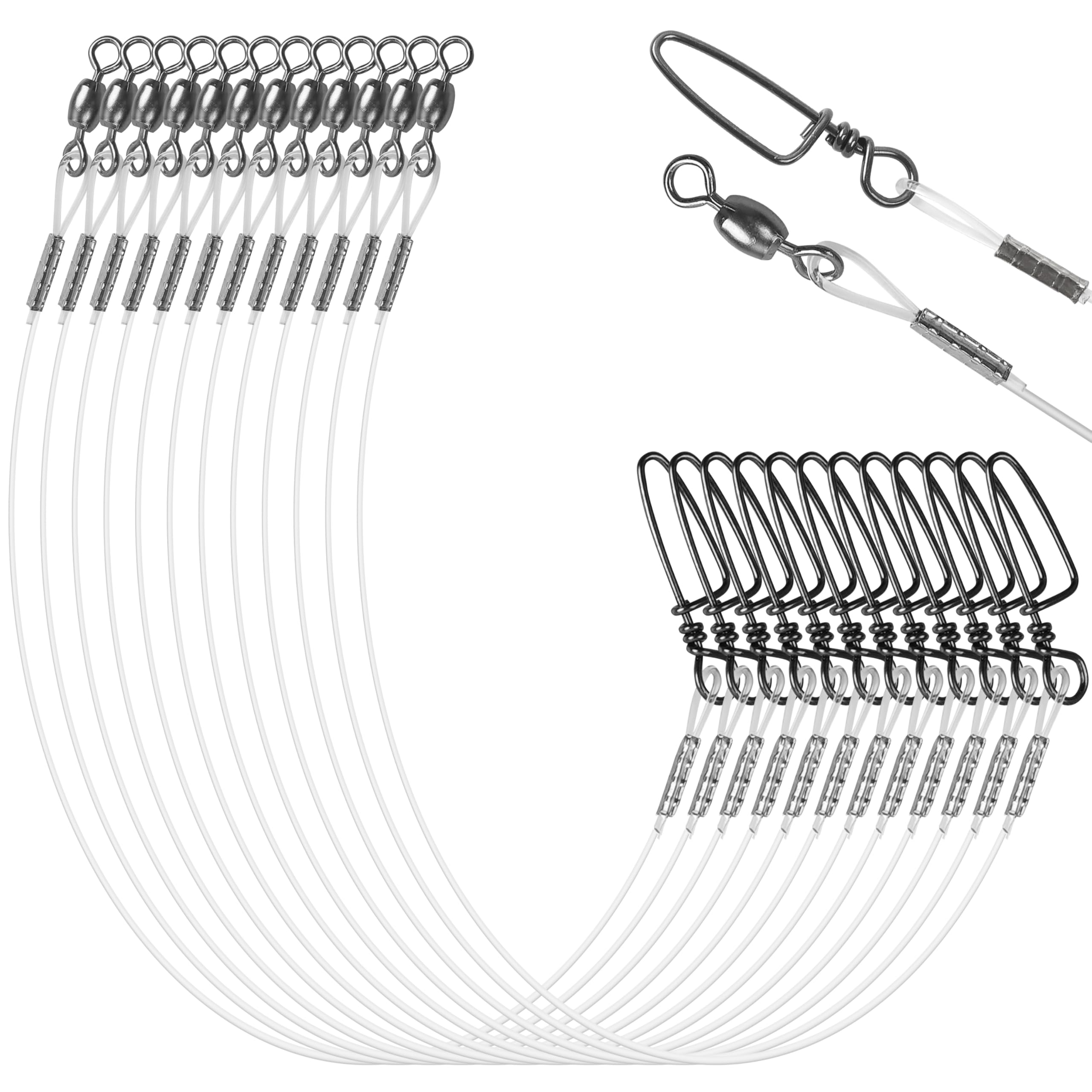 12-pack Fluorocaron fishing leaders with swivels and snaps