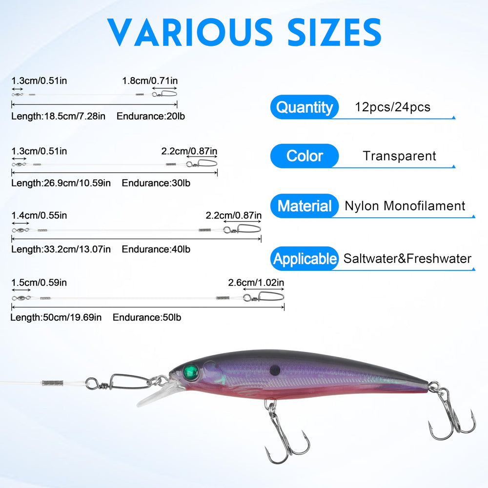 Transparent nylon fishing leader blending with water