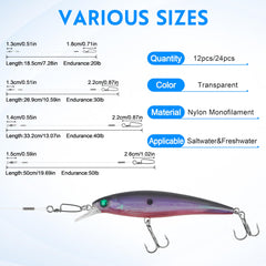 Transparent nylon fishing leader blending with water