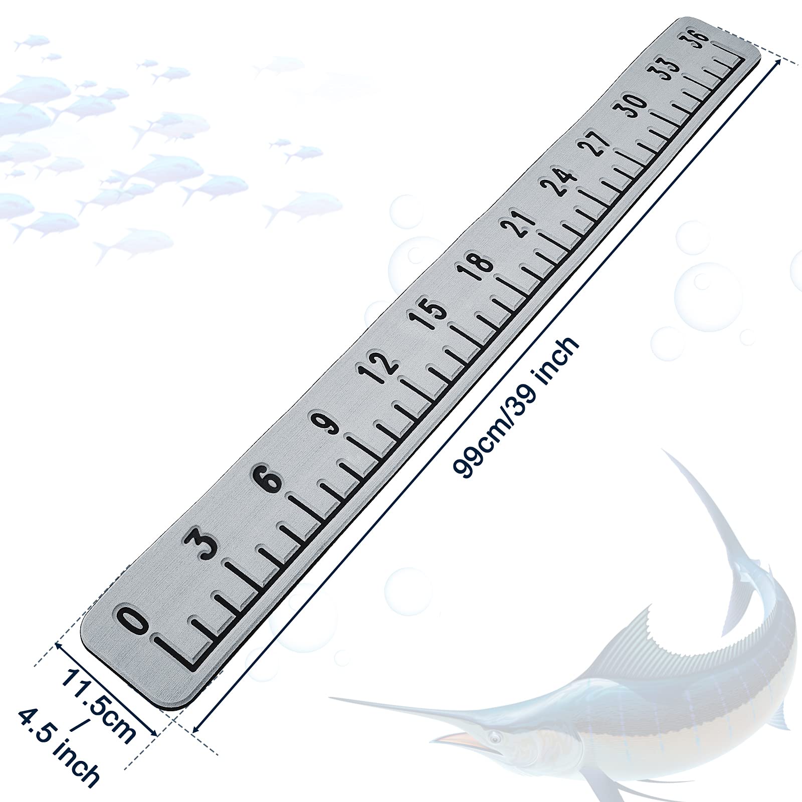 Close up of foam fish ruler with large 36 inch scale