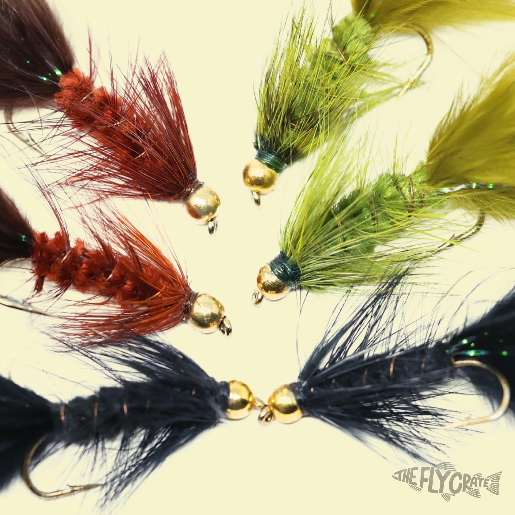 Assorted woolly bugger flies in trout fishing kit – size #8