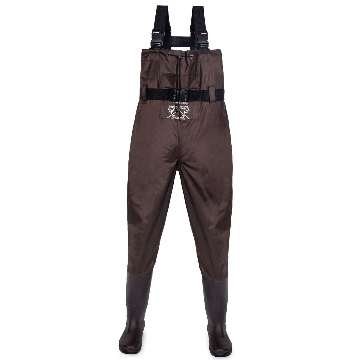 FLY FISHING HERO bronze-10-male waders with integrated boots offer dry, all-day river comfort.