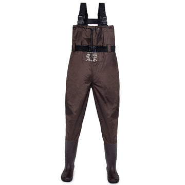 Fly Fishing Hero waders brown bootfoot setup for dry river days.