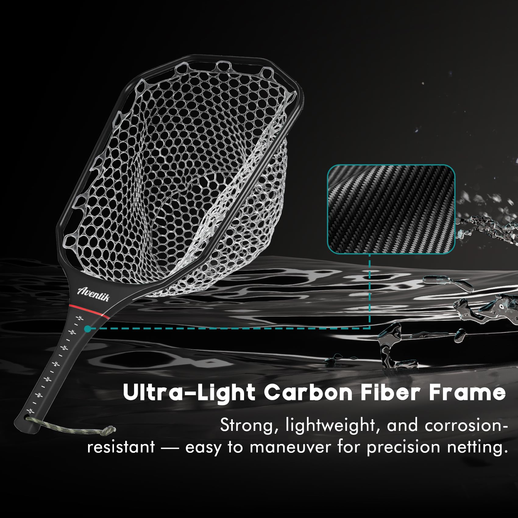 Regular handle fly fishing net showcasing soft mesh