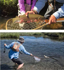 Close-up of the soft rubber/nylon mesh on the landing net