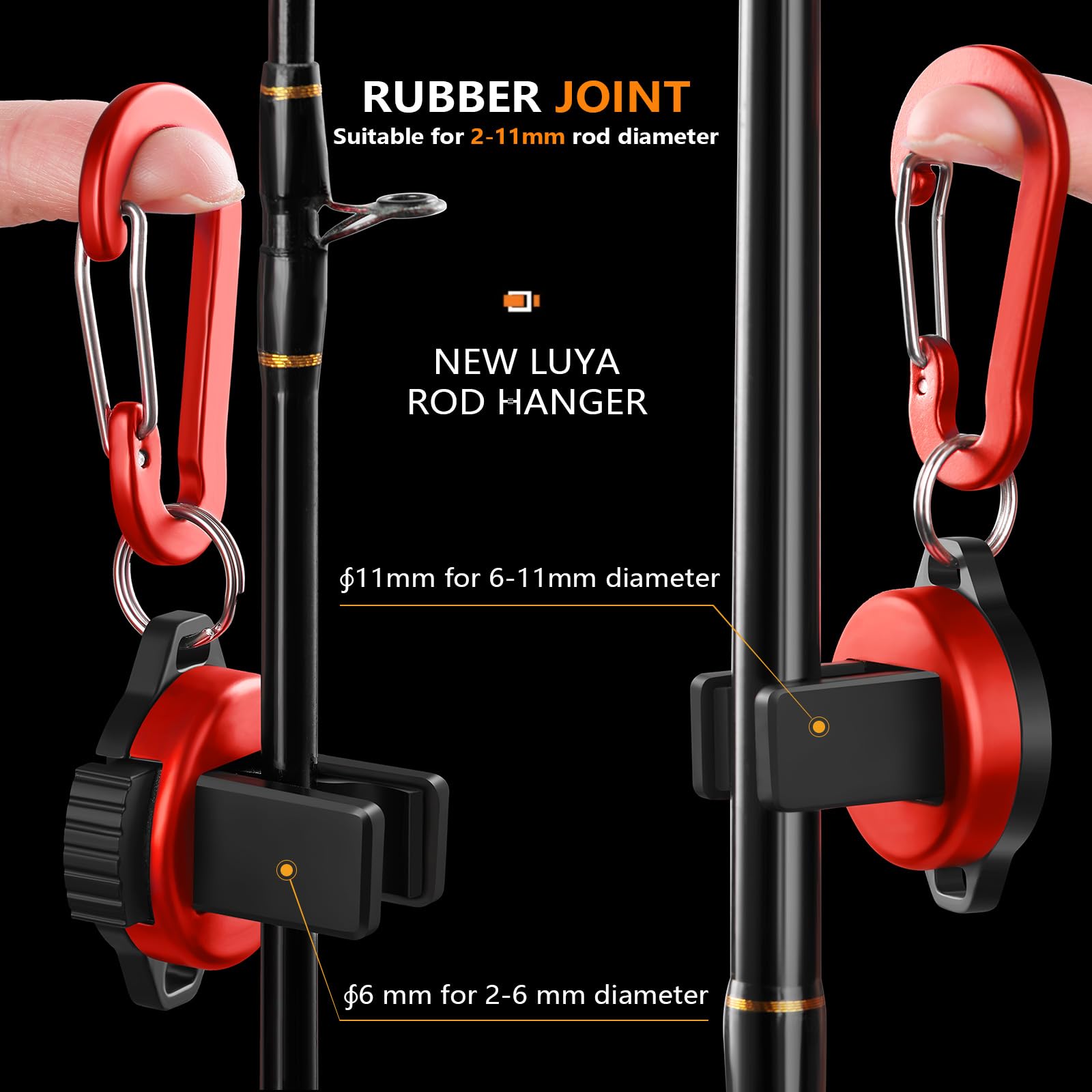 Fly fishing pole holder clips for two notch sizes