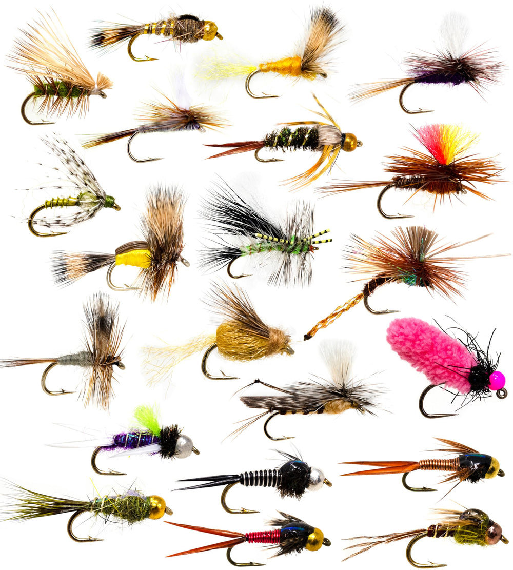 36-piece fly fishing flies assortment display