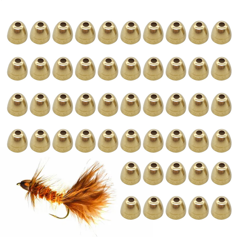 Fly Head Beads gold brass cone heads pack, durable and versatile for fly tying
