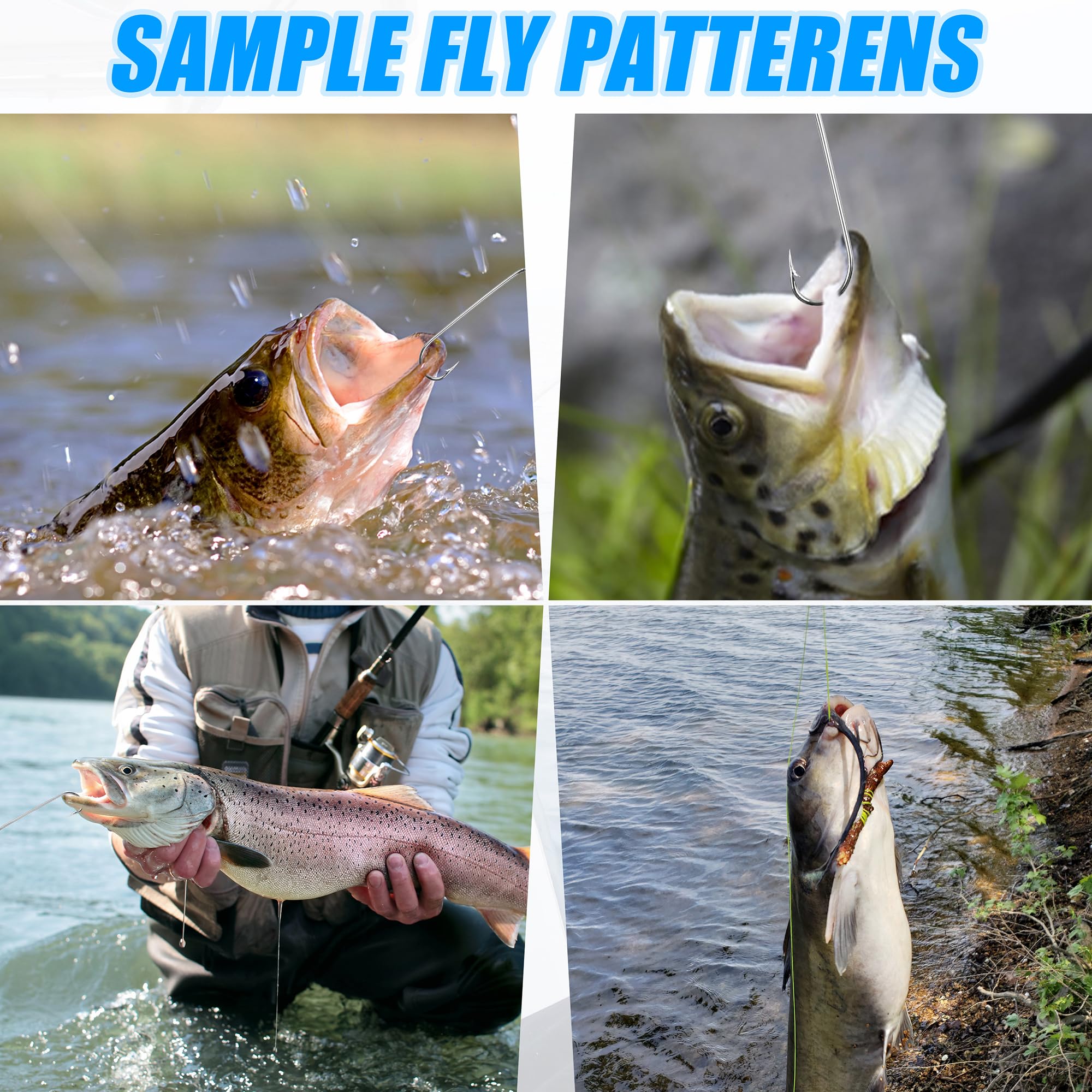 Fly hooks suitable for dry, wet, and nymph flies