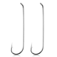 Long-shank fly hooks size 2 in silver tackle box