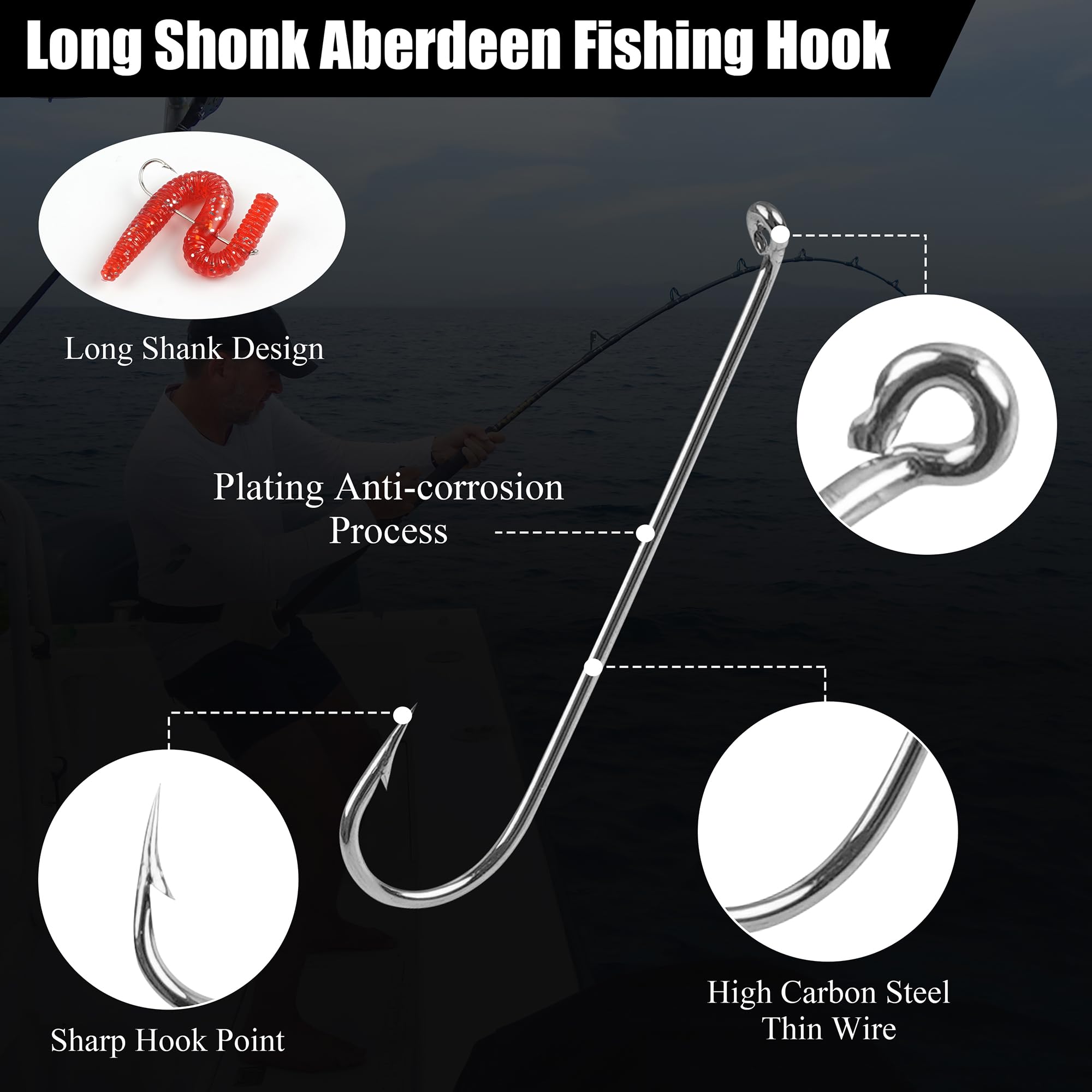 Long-shank fly hooks size 6 in silver tackle box