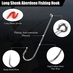 Long-shank fly hooks size 6 in silver tackle box