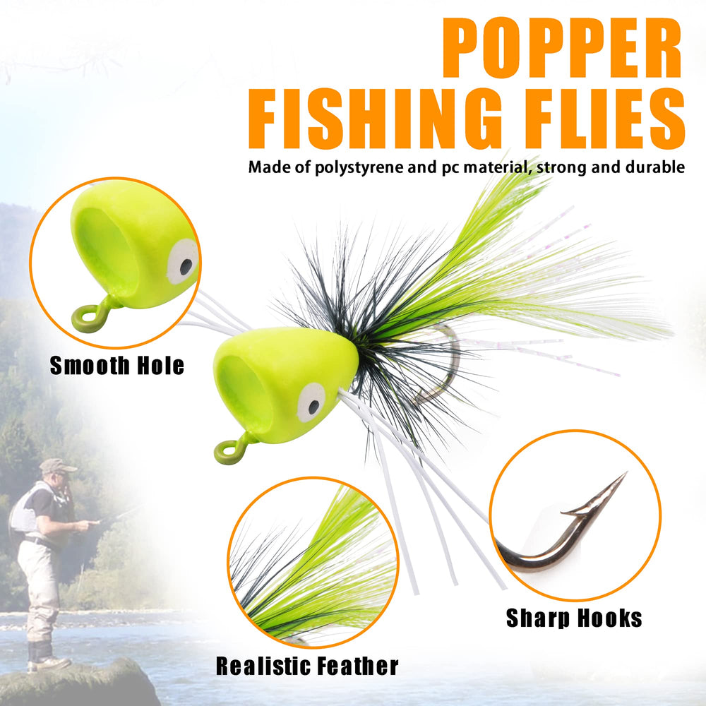 Durable white popper fly with high-carbon steel hook