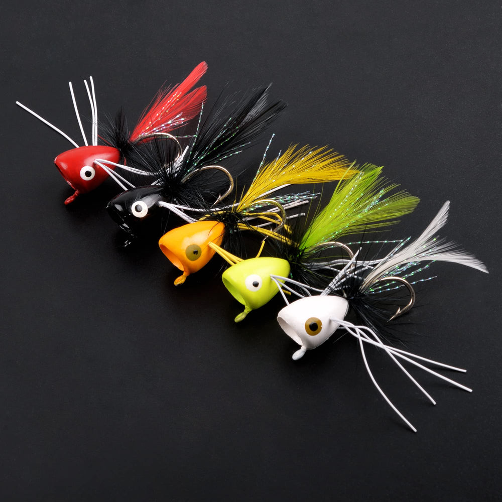 Popper flies ready for freshwater lake and river fishing