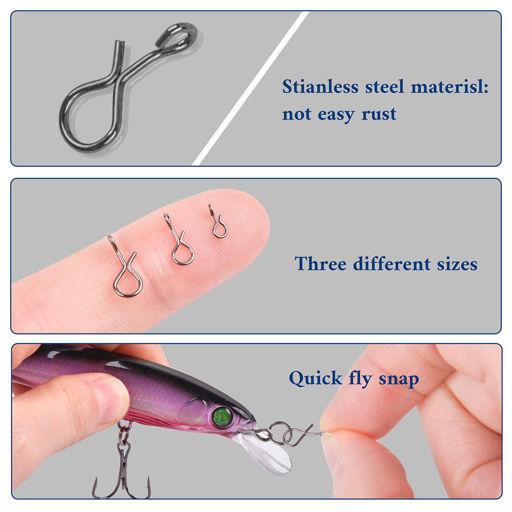 Snaps in S, M and L sizes for fly fishing