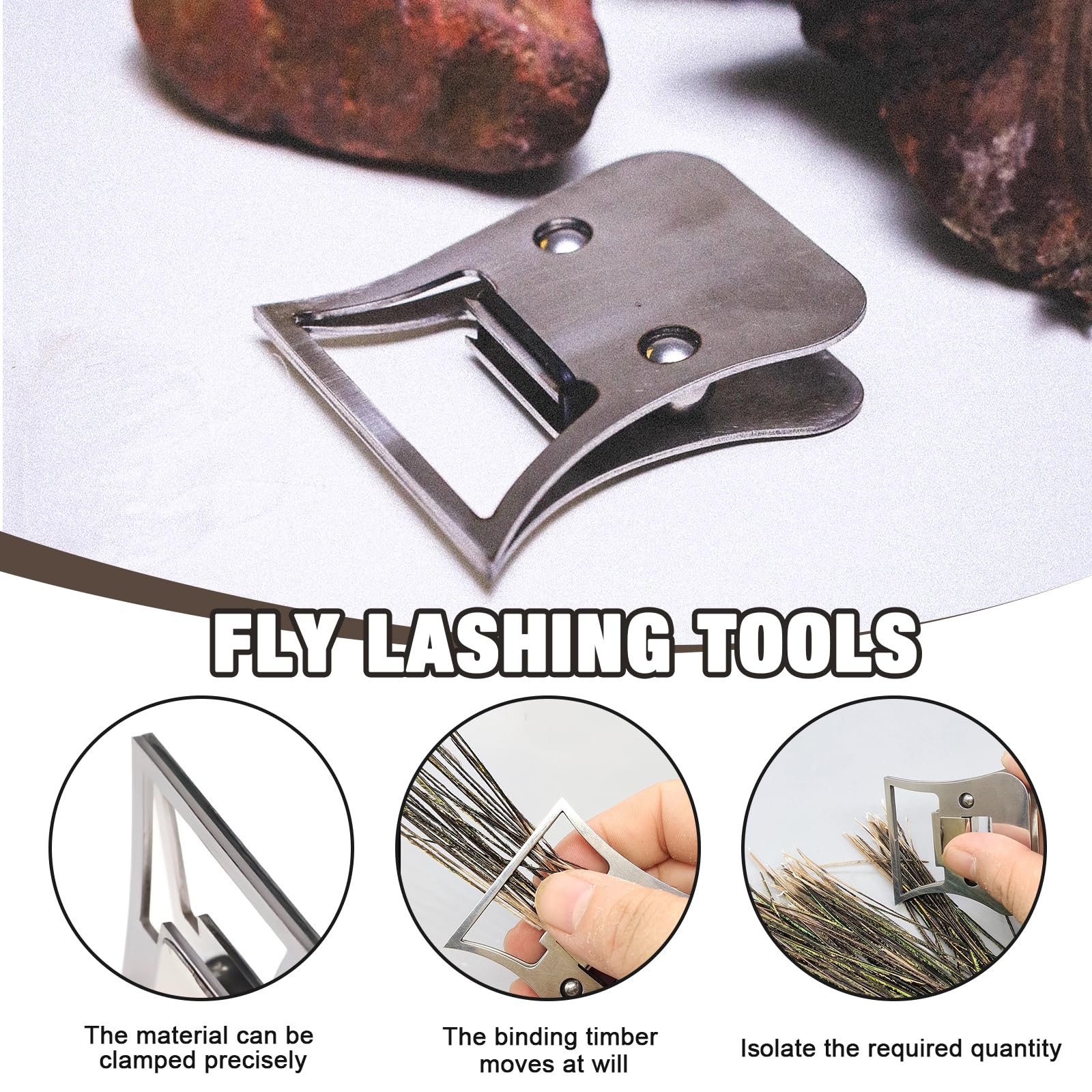 Stainless steel construction of fly tying clamp