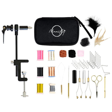 Fly tying kit and rotary vise for beginners