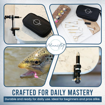 Fly tying vise with step-by-step instructions