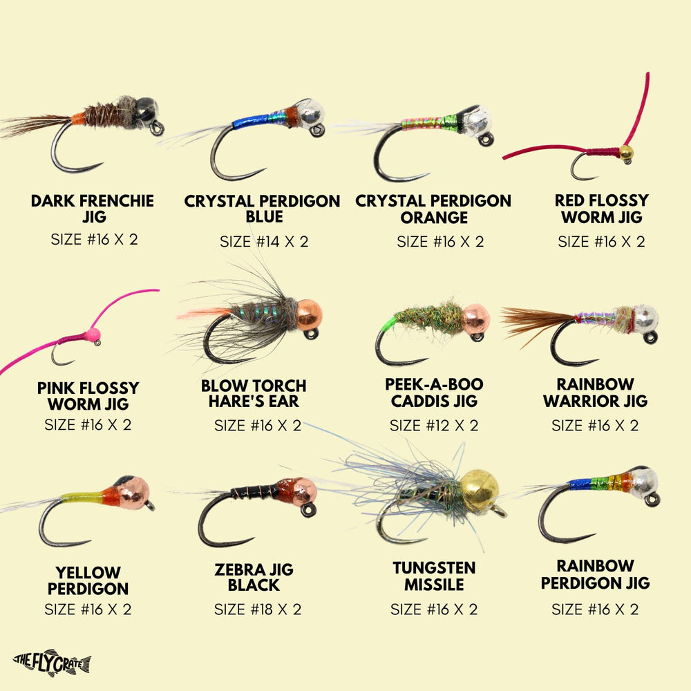 Tungsten bead nymph patterns including jigs and perdigons