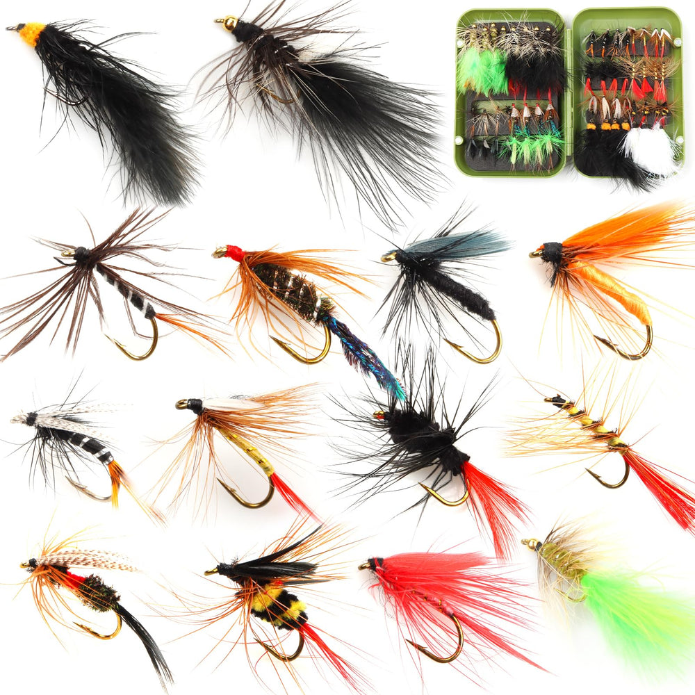 Hand-tied trout fly patterns in kit