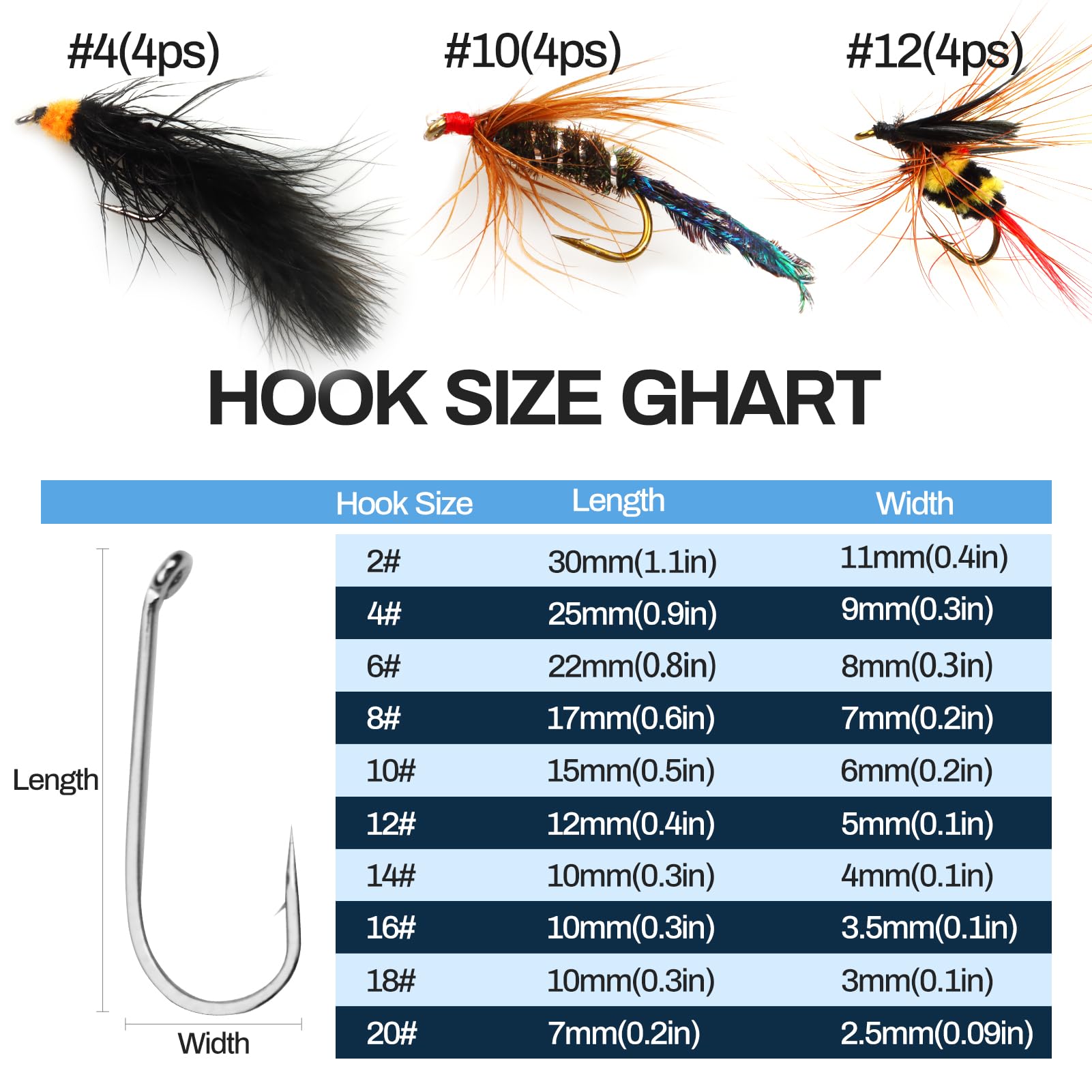 16-pattern fly fishing lure assortment for freshwater fish