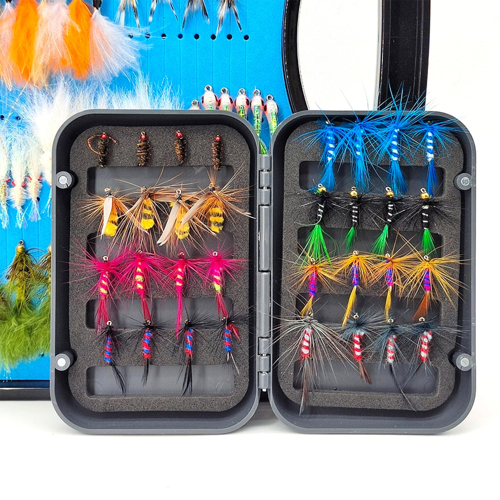 Fly assortment suitable for streams, rivers, lakes, and reservoirs