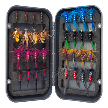 Compact storage box with multiple fly lures