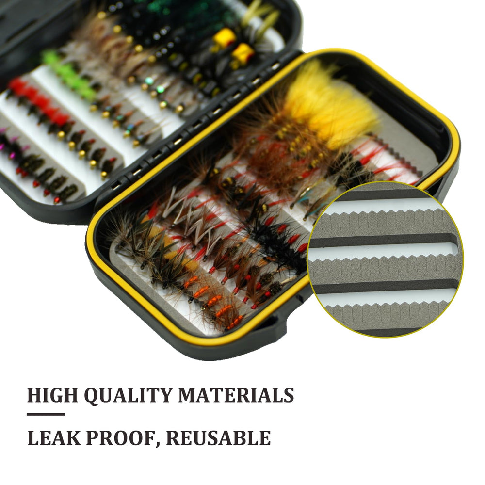 In-use view of the 100-piece fly fishing kit