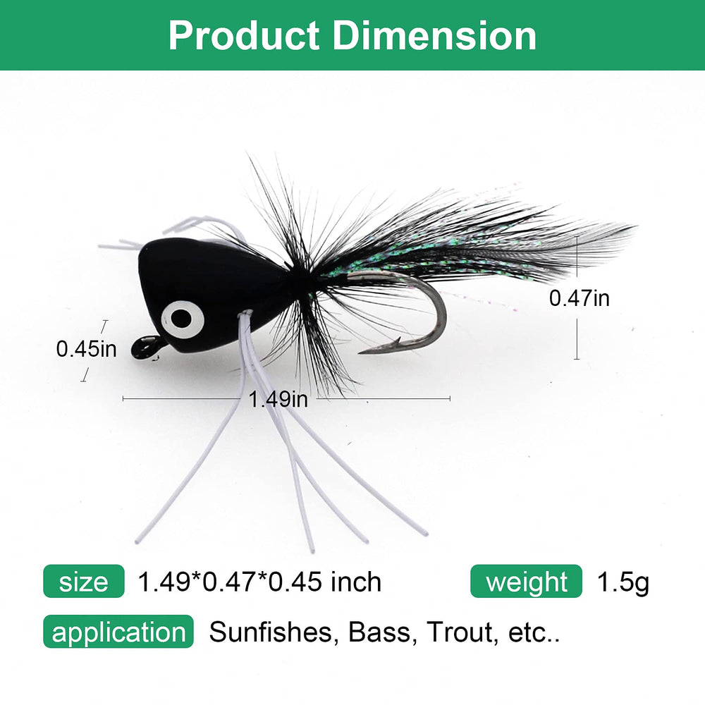 Close-up of fly popper bodies and hooks