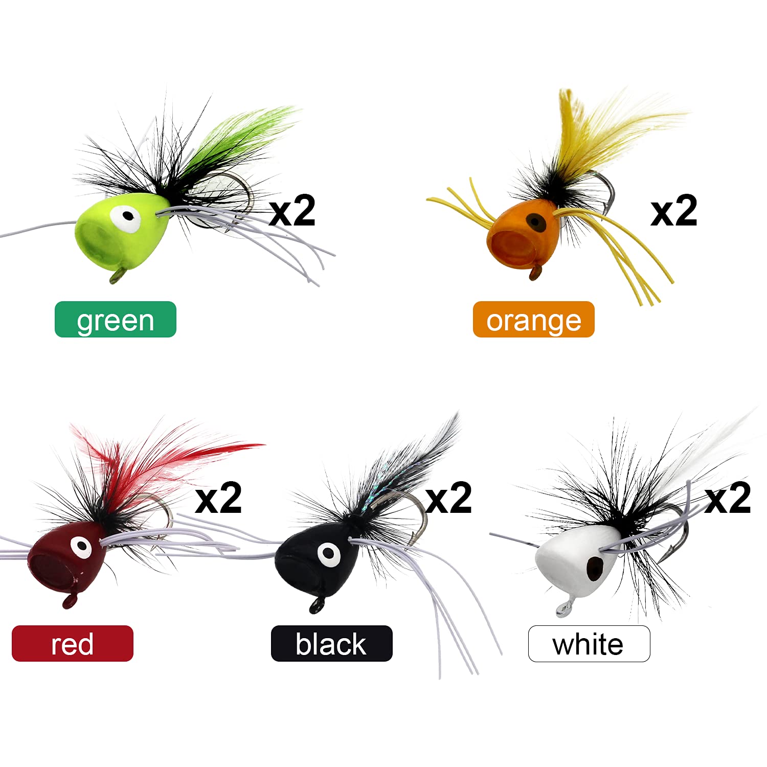 Assorted color fly fishing popper lures